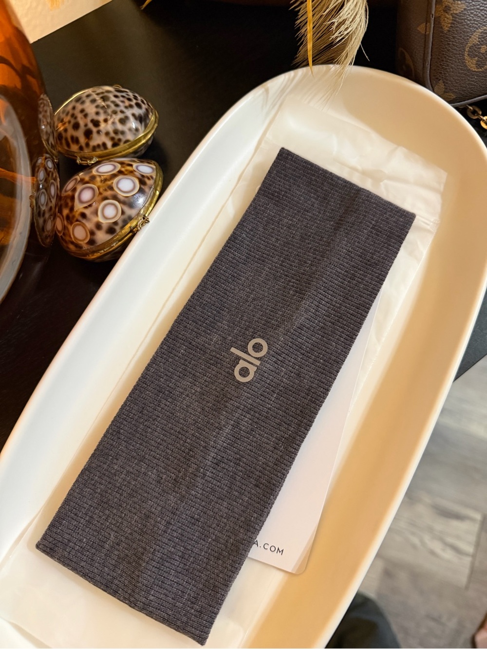 Yoga Dark Gray Ribbed Headband